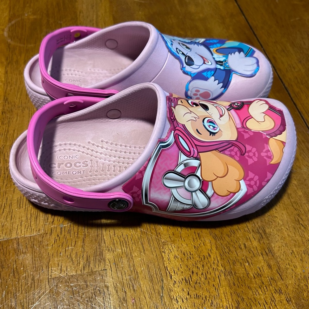 CROCS Paw Patrol Light Pink Skye & Everest | Big Girl Size 2 - Picture 2 of 9